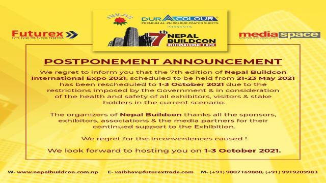 7. Nepal Buildcon International Expo 2021'in yeni tarihleri!