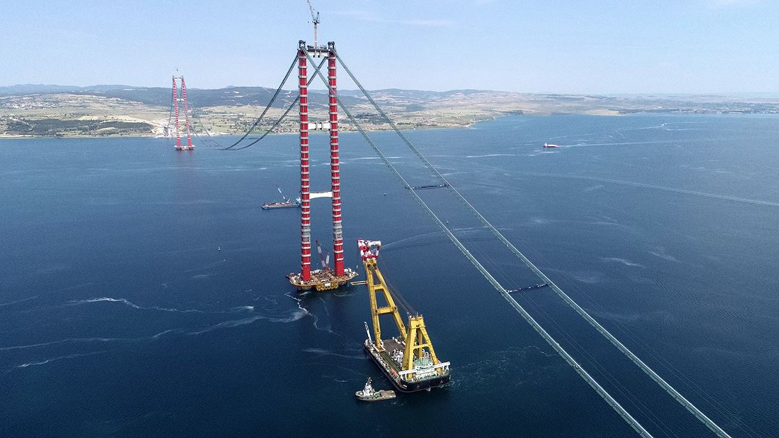 Çanakkale Boğazı, köprü çalışmaları nedeniyle transit gemi geçişlerine tek yönlü kapatıldı