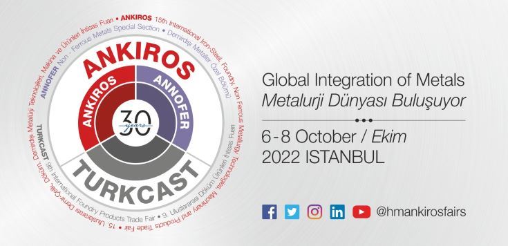 Küresel metalurji sektörünün en yenilikçi arenası "Ankiros/Turkcast 2022 Fuarları"