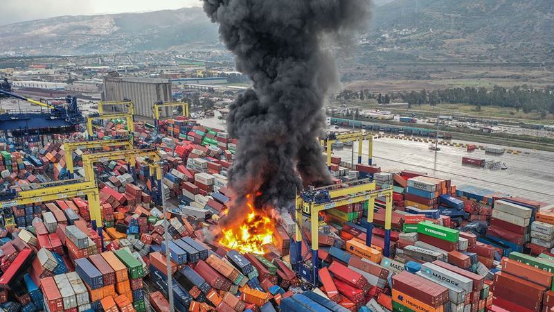 Fire continues at Iskenderun Port, structural damage assessment reported