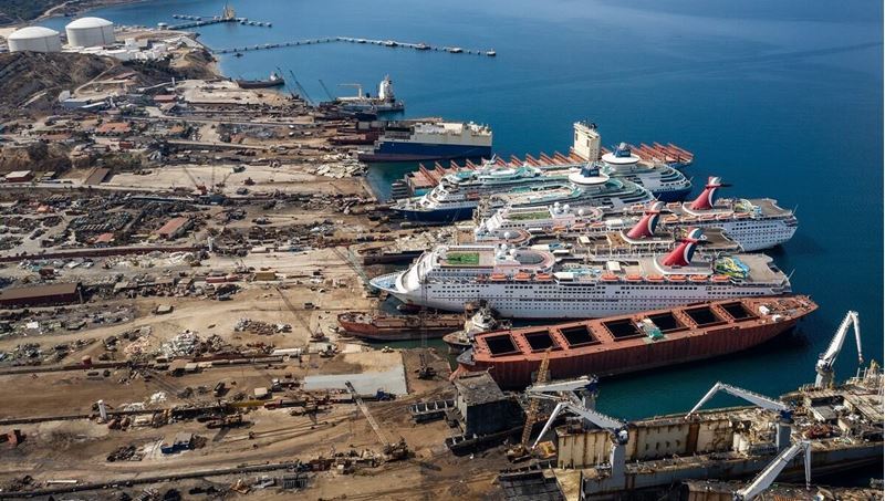 In which countries are the most important shipbreaking facilities in the world located?