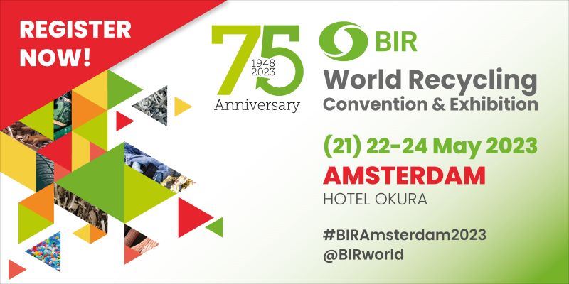 BIR, 21-24 Mayıs tarihlerinde Amsterdam'da, Dünya Geri Dönüşüm Kongresi düzenleyecek