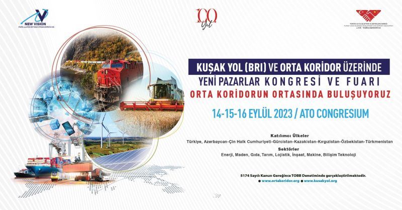 Kuşak Yol (Bri) ve Orta Koridor Üzerinde Yeni Pazarlar Kongresi ve Fuarı 14-15-16 Eylül 2023 tarihlerinde!