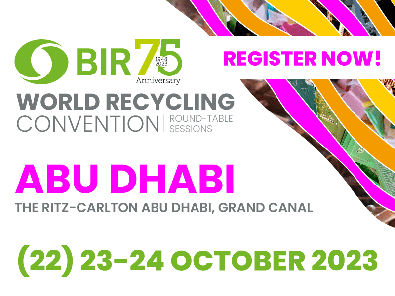 BIR will hold the World Recycling Convention in Abu Dhabi between 22-24 October!