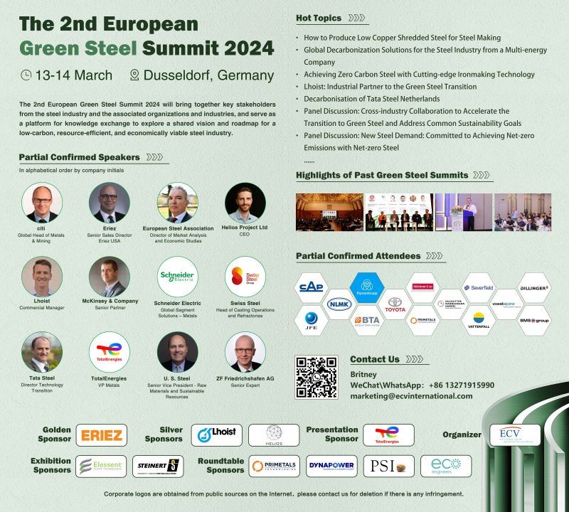 The 2nd European Green Steel Summit will start on March 13