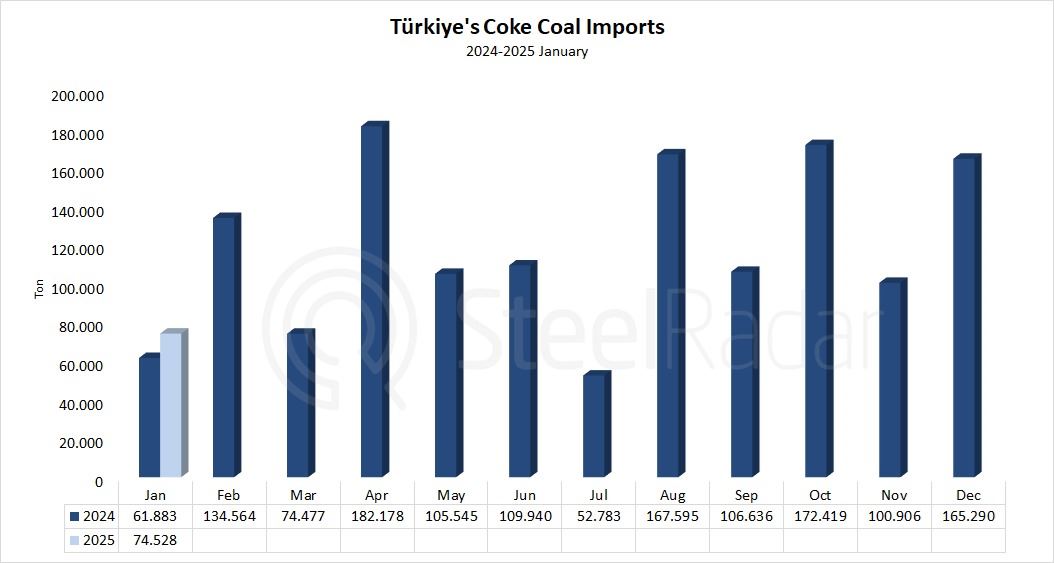 Türkiye's coke imports increased by 20.4% in January