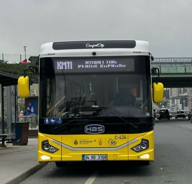 The domestically produced bus manufactured by Habaş has started operating in Istanbul