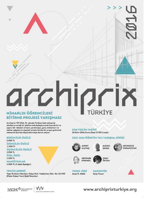 ARCHIPRIX-Türkiye 2016 Yarışmasına Başvurular Başladı