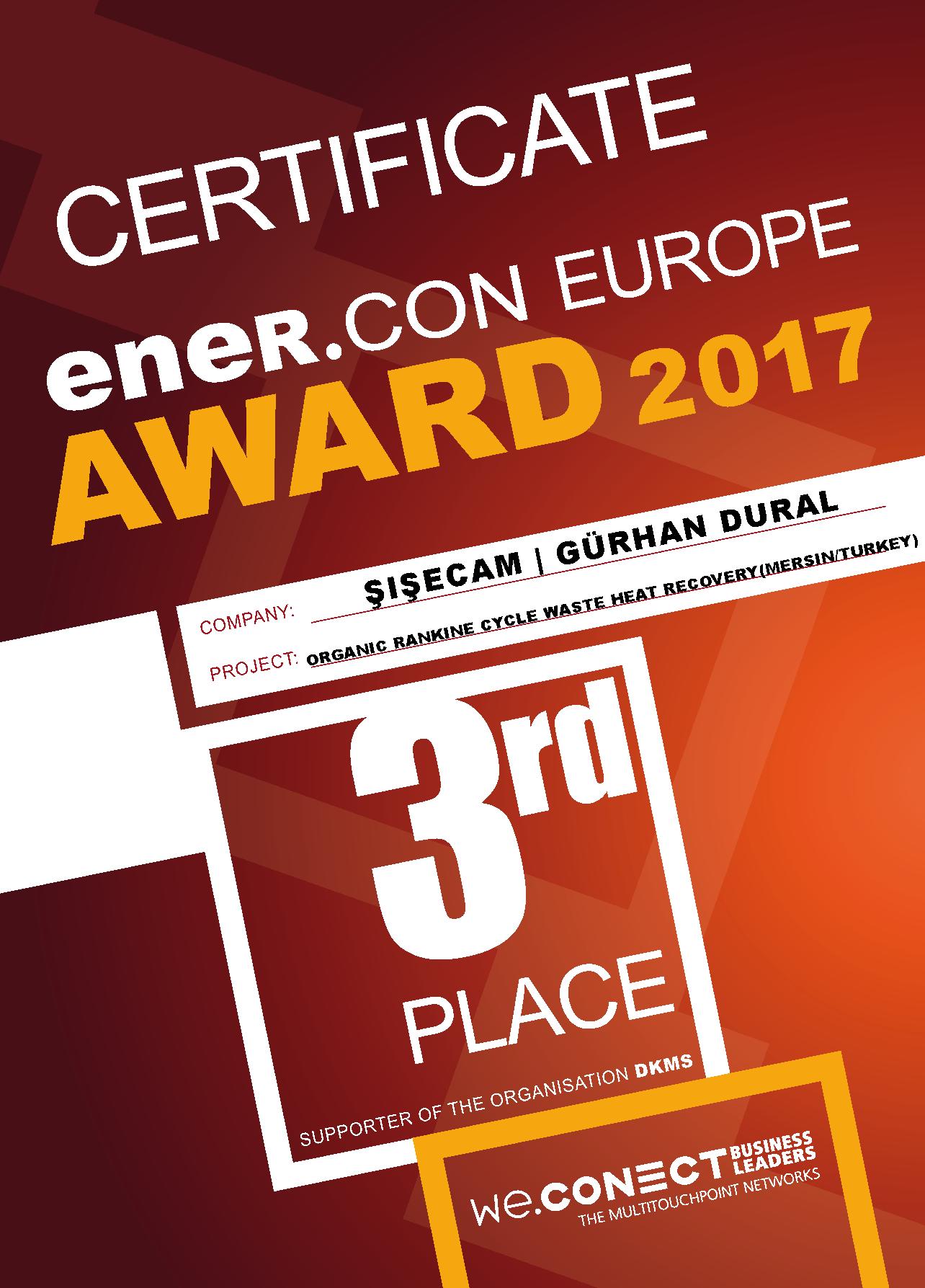 Şişecam Topluluğu’na Enerji Verimliliği Alanında Uluslararası Ödül