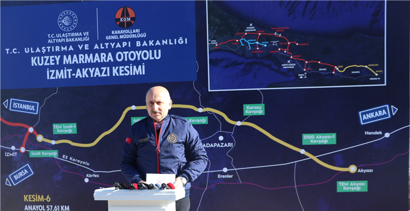 Bakan Karaismailoğlu, Kuzey Marmara Otoyolu'nda incelemelerde bulundu